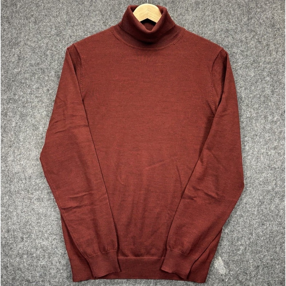 Suitsupply Merino Wool Turtleneck Sweater Men's Medium Red Orange Lightweight